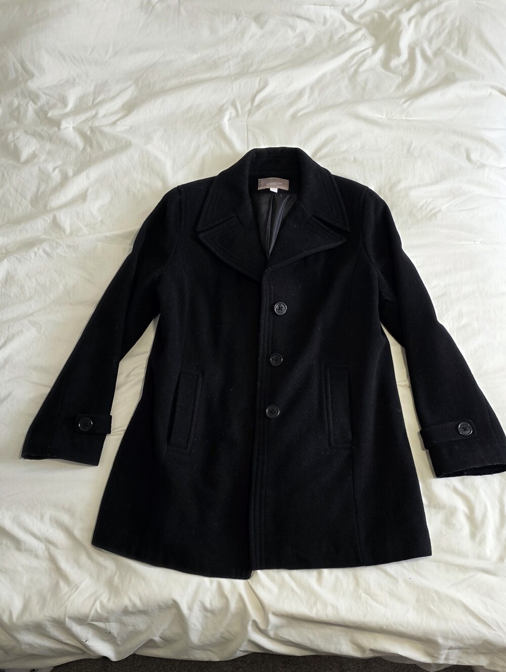 croft & barrow Women's Black Wool-Blend Pea Coat